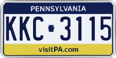PA license plate KKC3115
