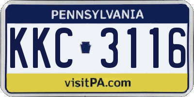 PA license plate KKC3116