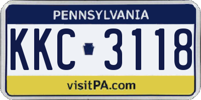 PA license plate KKC3118