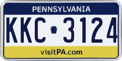 PA license plate KKC3124