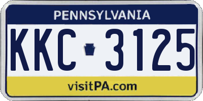 PA license plate KKC3125