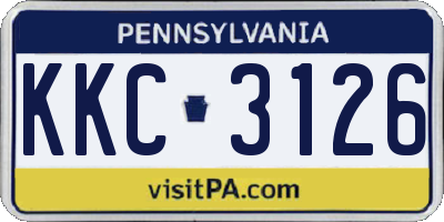 PA license plate KKC3126