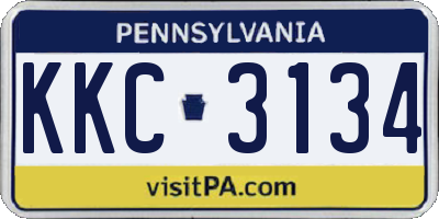 PA license plate KKC3134
