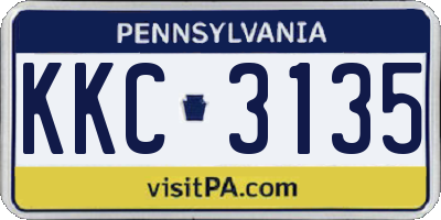 PA license plate KKC3135