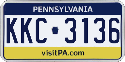 PA license plate KKC3136