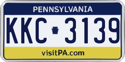PA license plate KKC3139