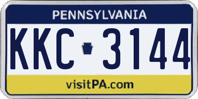 PA license plate KKC3144