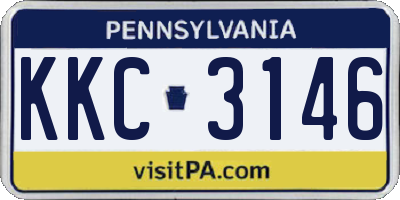 PA license plate KKC3146