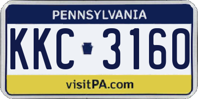 PA license plate KKC3160
