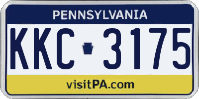PA license plate KKC3175