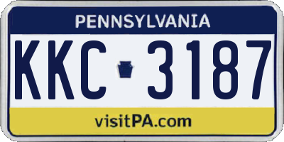 PA license plate KKC3187