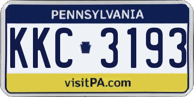 PA license plate KKC3193