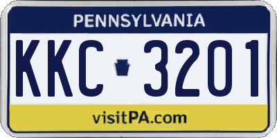 PA license plate KKC3201
