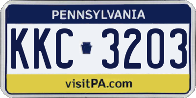 PA license plate KKC3203