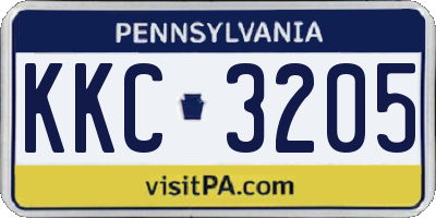 PA license plate KKC3205