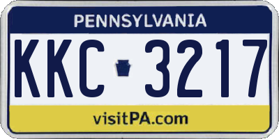 PA license plate KKC3217