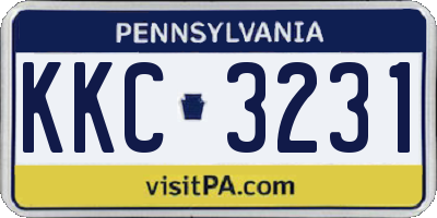 PA license plate KKC3231