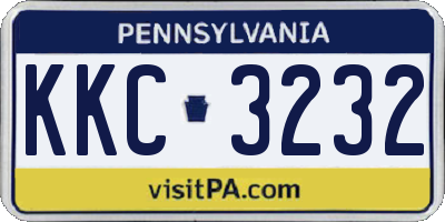 PA license plate KKC3232