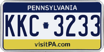 PA license plate KKC3233
