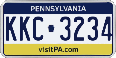 PA license plate KKC3234