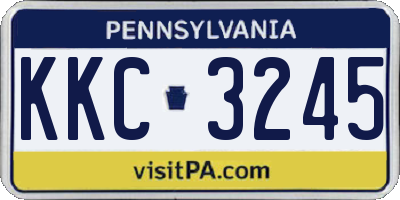PA license plate KKC3245