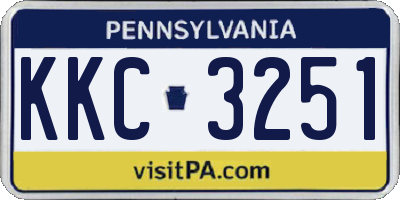 PA license plate KKC3251