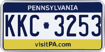 PA license plate KKC3253
