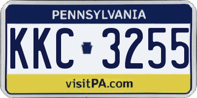 PA license plate KKC3255