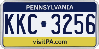 PA license plate KKC3256