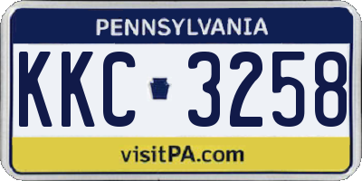 PA license plate KKC3258