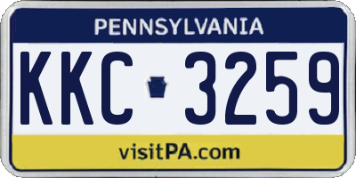 PA license plate KKC3259