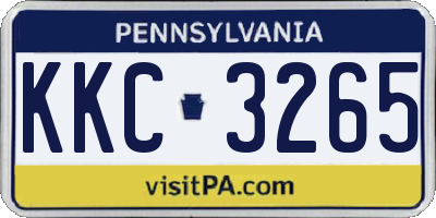 PA license plate KKC3265