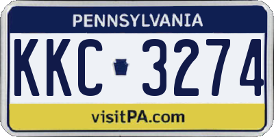 PA license plate KKC3274