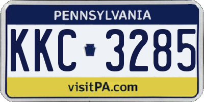 PA license plate KKC3285