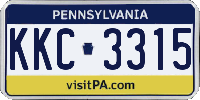 PA license plate KKC3315