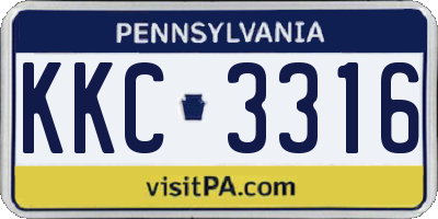 PA license plate KKC3316