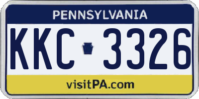 PA license plate KKC3326