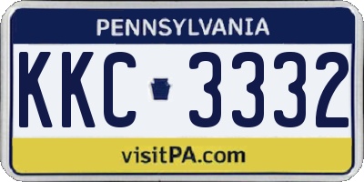 PA license plate KKC3332