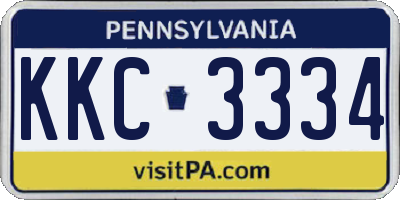 PA license plate KKC3334