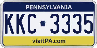 PA license plate KKC3335