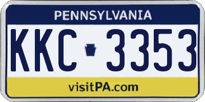 PA license plate KKC3353