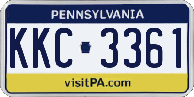 PA license plate KKC3361