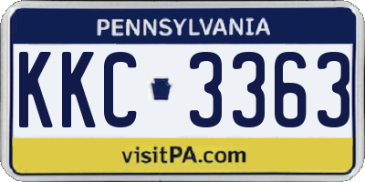 PA license plate KKC3363
