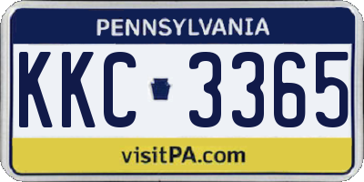 PA license plate KKC3365