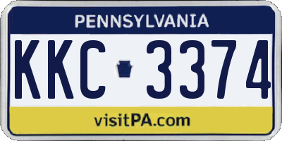 PA license plate KKC3374