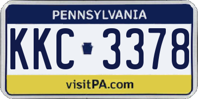 PA license plate KKC3378