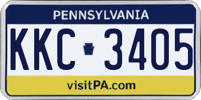 PA license plate KKC3405
