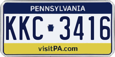 PA license plate KKC3416