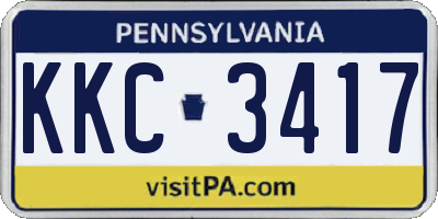 PA license plate KKC3417