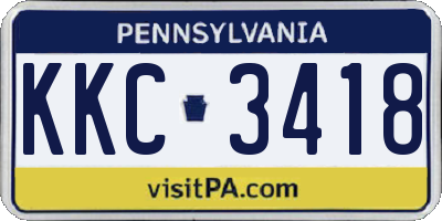 PA license plate KKC3418